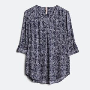Brina & Em Lemmy Top V-neck Navy Patterned Blouse